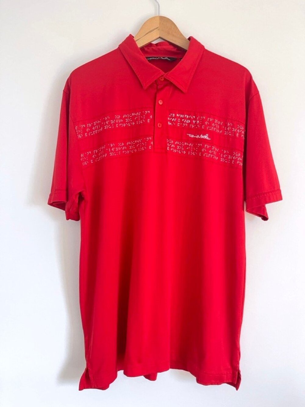 TravisMathew Red Polo Shirt Braille Dot XL Golf Mens